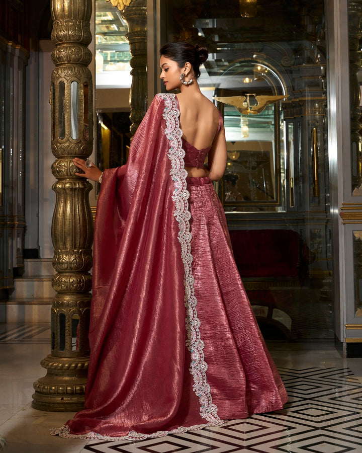 Light Maroon Color Gold Crush Lehenga Choli