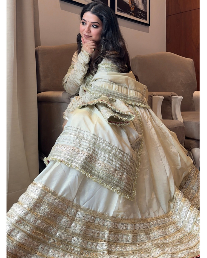 Neha Bhandari Elegant White Chinon Anarkali Suit Set