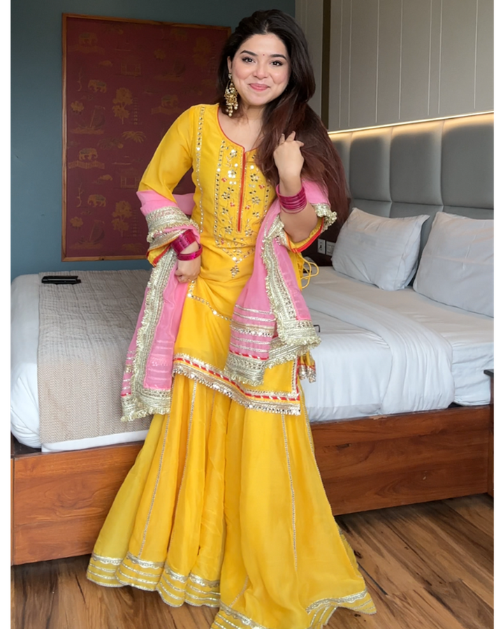 Neha Bhandari Sunshine Yellow Sharara Set