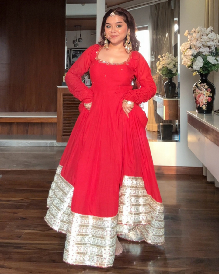 Royal Red Anarkali Suit Set – Perfect for Festive Celebrations