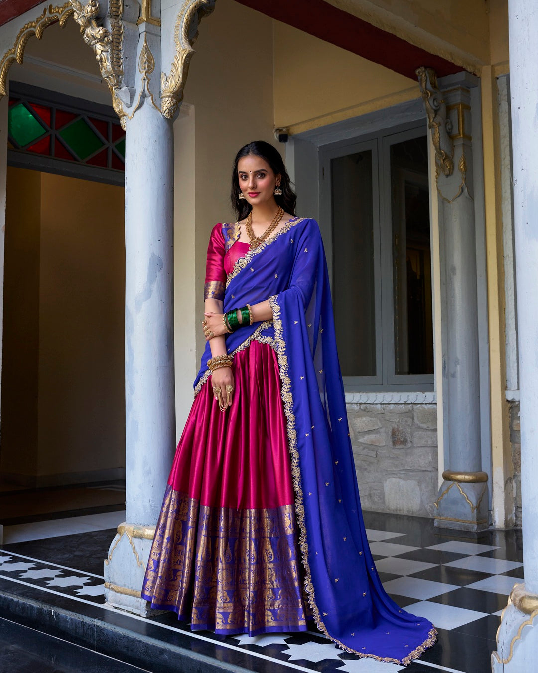 Pink Color Narayan Pattu Silk Designer Lehenga Choli