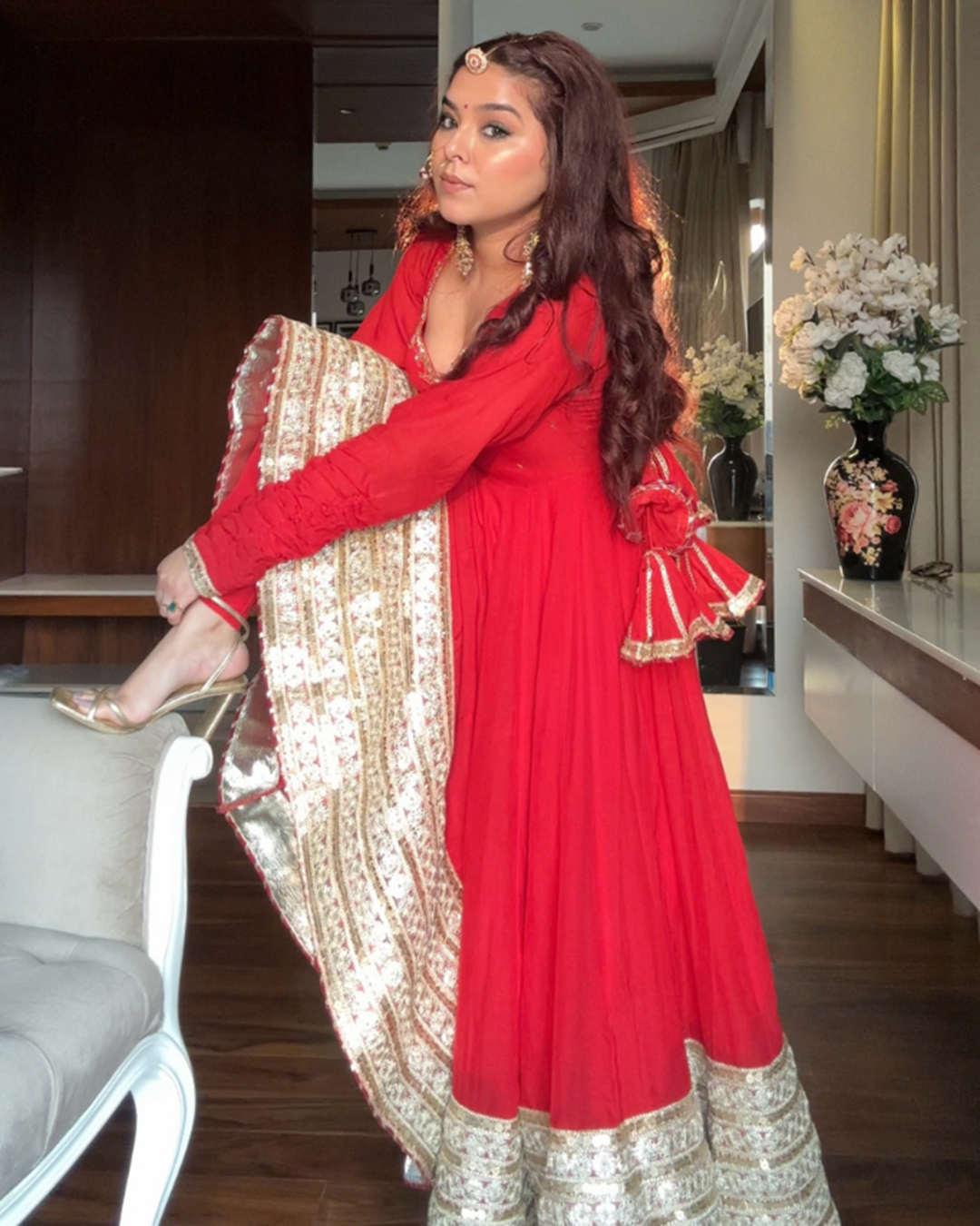 Royal Red Anarkali Suit Set – Perfect for Festive Celebrations
