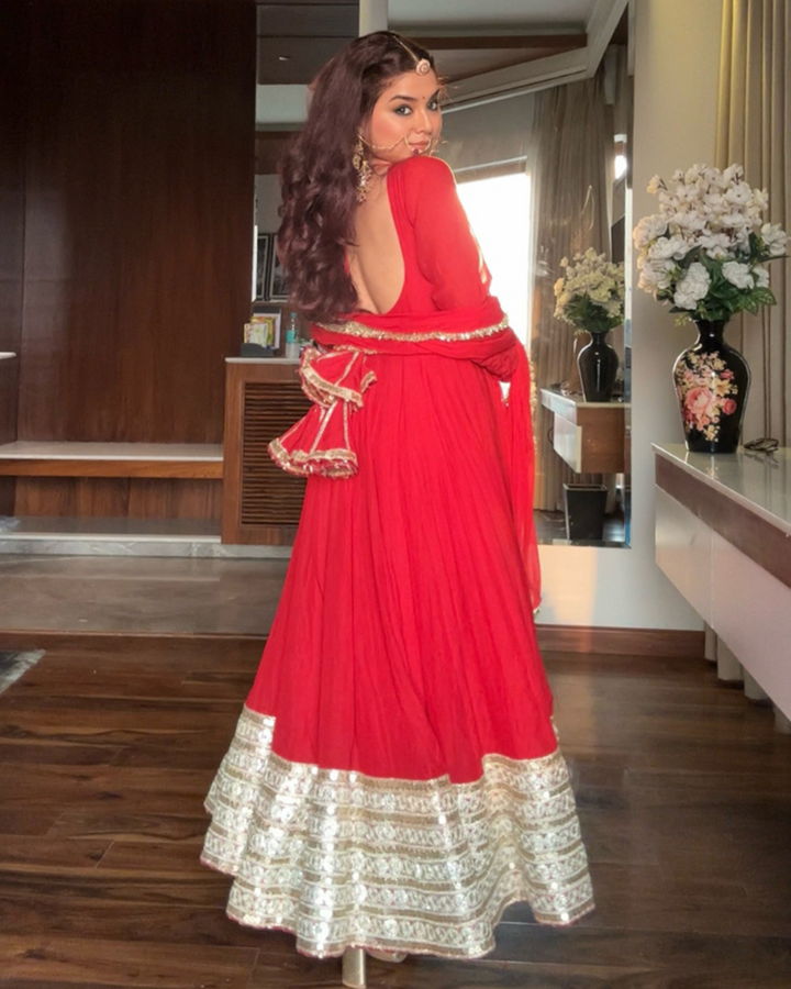 Royal Red Anarkali Suit Set – Perfect for Festive Celebrations
