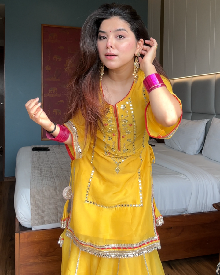 Neha Bhandari Sunshine Yellow Sharara Set