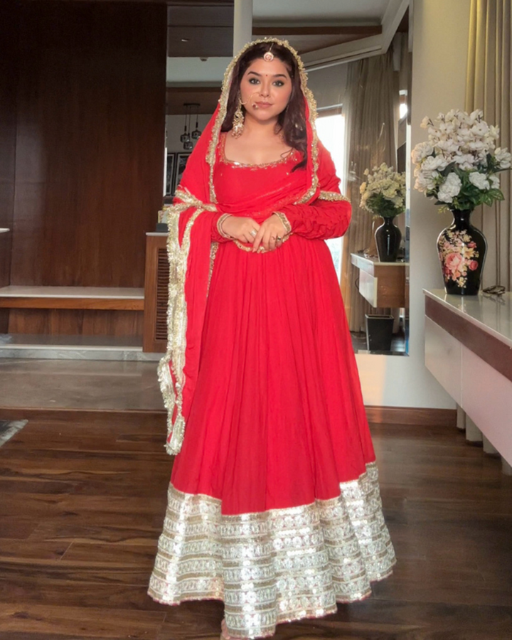 Royal Red Anarkali Suit Set – Perfect for Festive Celebrations