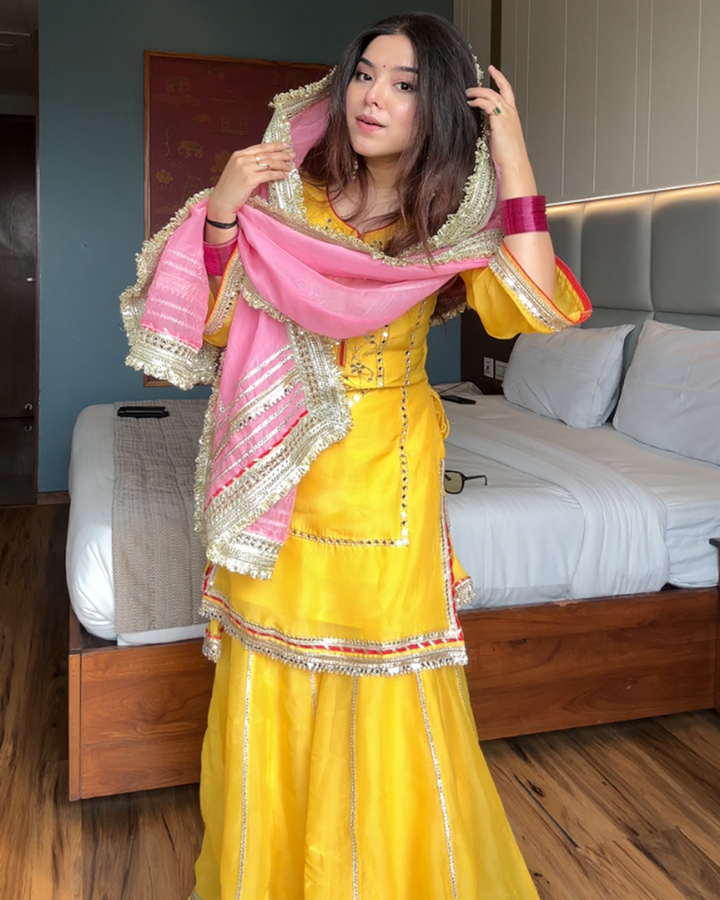 Neha Bhandari Sunshine Yellow Sharara Set