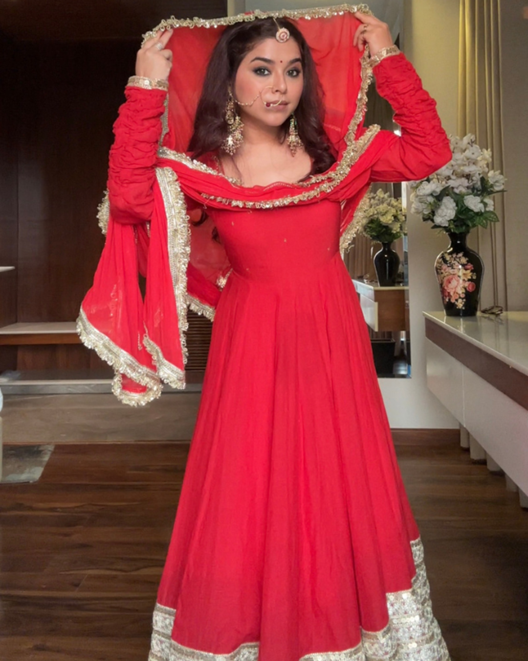 Royal Red Anarkali Suit Set – Perfect for Festive Celebrations