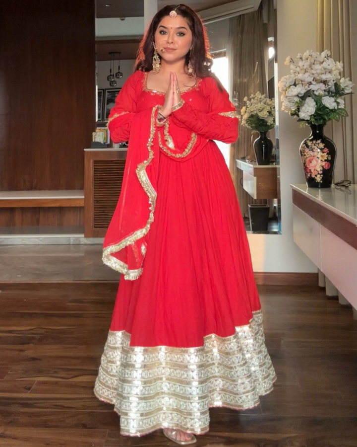 Royal Red Anarkali Suit Set – Perfect for Festive Celebrations