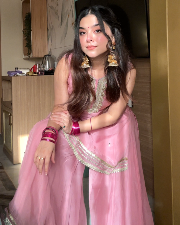 Pastel Organza Sharara with Traditional Gota Work