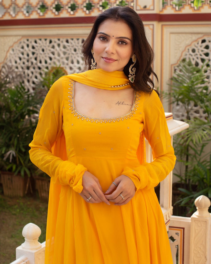 Elegant Yellow Ensemble – Effortless Charm in Every Stitch