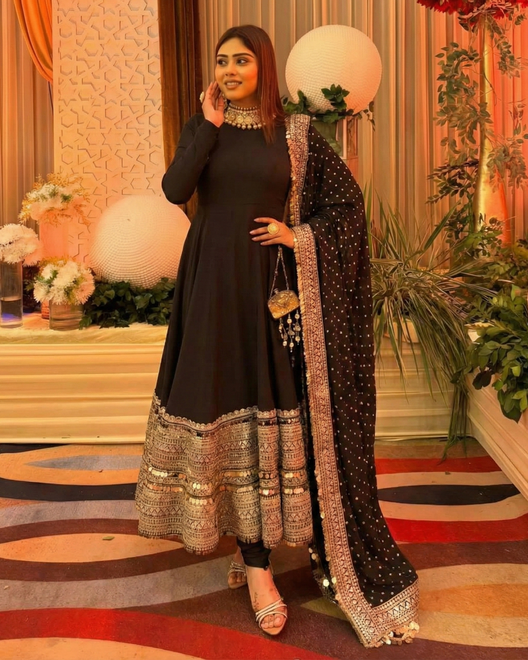 Black Royal Designer Anarkali Suit – Thread & Sequin Work