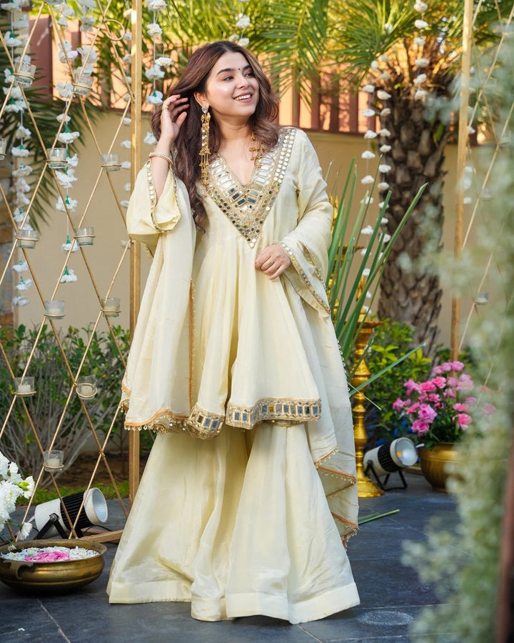 Ivory Royal Sheeshmahal Sharara Set