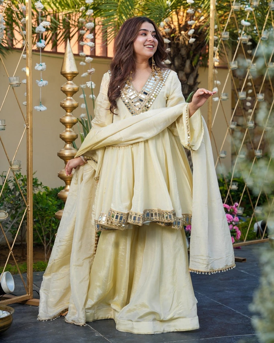 Ivory Royal Sheeshmahal Sharara Set