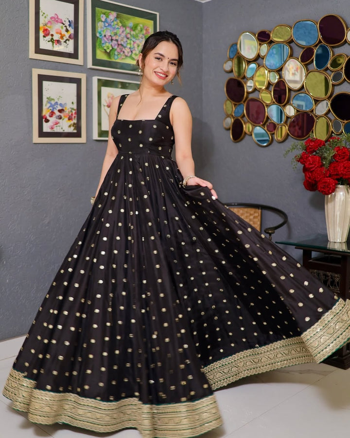 Premium Black Anarkali Suit Set with Dupatta [3-Piece Ensemble]