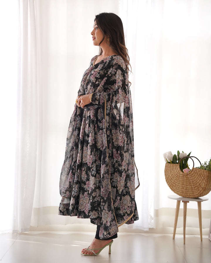 Black Color Georgette Three Piece Anarkali Suit
