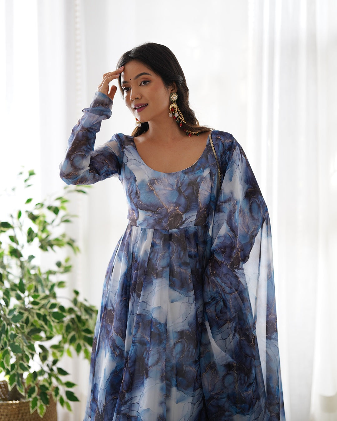 Graceful Navy Blue Festive Anarkali