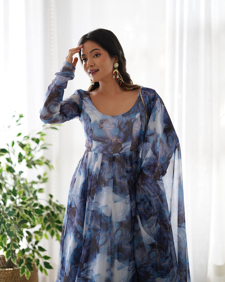 Graceful Navy Blue Festive Anarkali