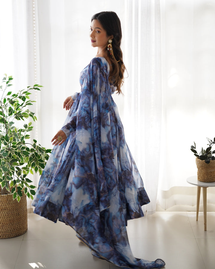 Graceful Navy Blue Festive Anarkali