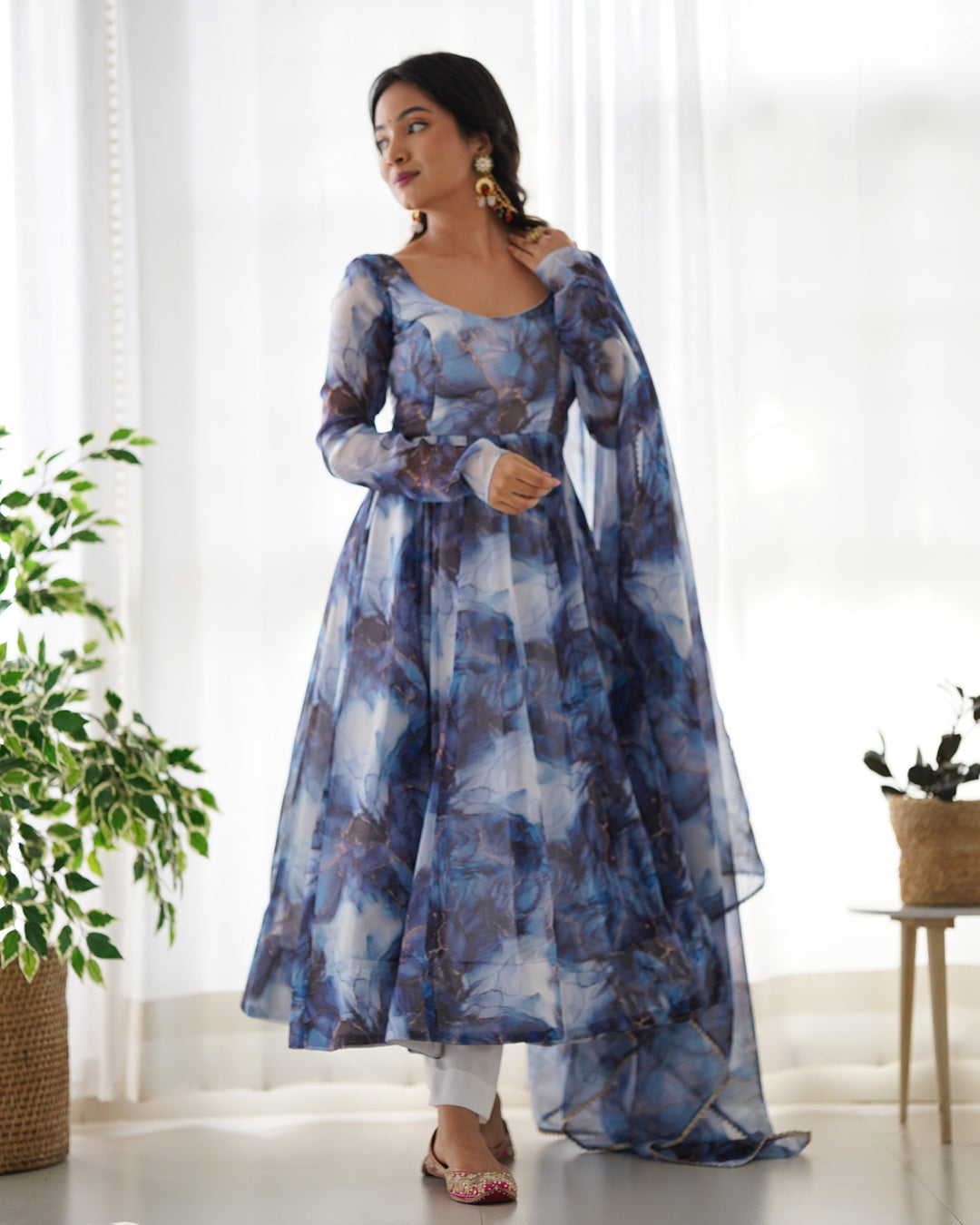 Graceful Navy Blue Festive Anarkali