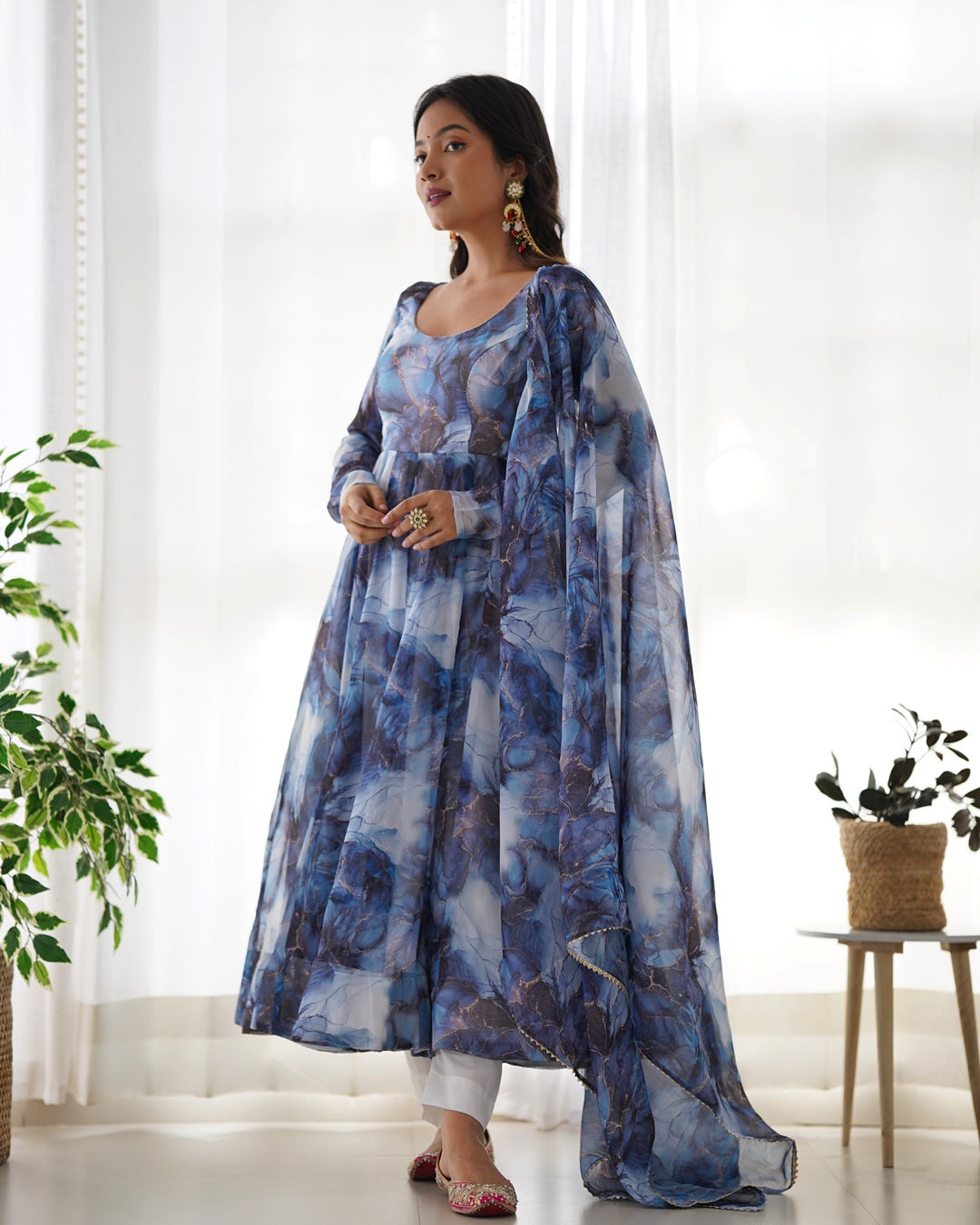 Graceful Navy Blue Festive Anarkali