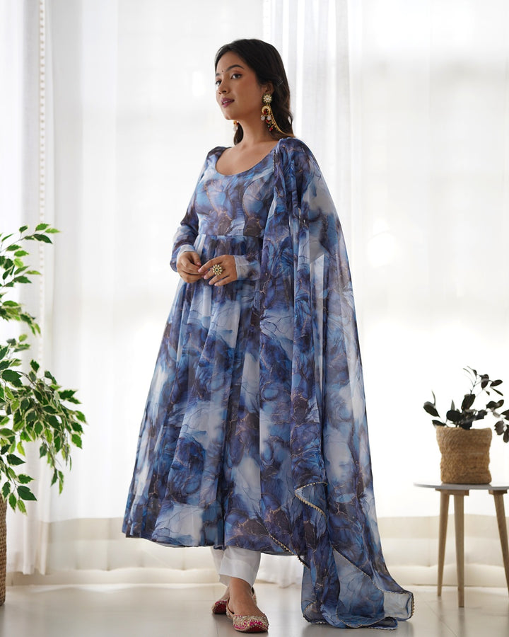 Graceful Navy Blue Festive Anarkali