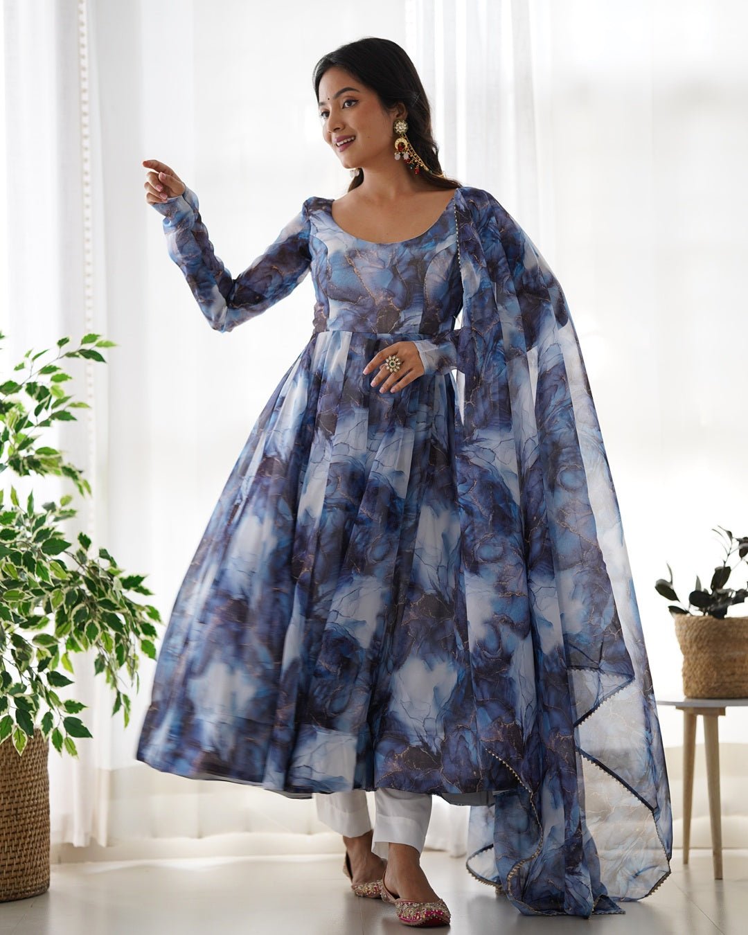 Graceful Navy Blue Festive Anarkali