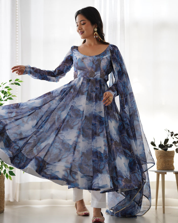 Graceful Navy Blue Festive Anarkali