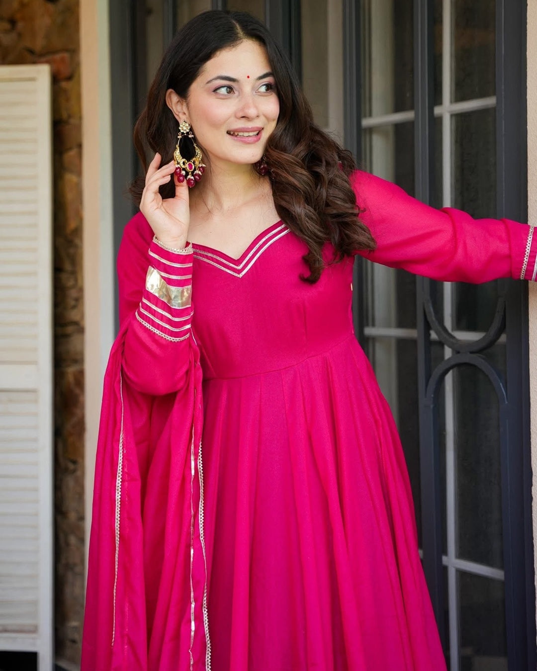 Royal Rani Pink Palazzo Set in Flowing Organza