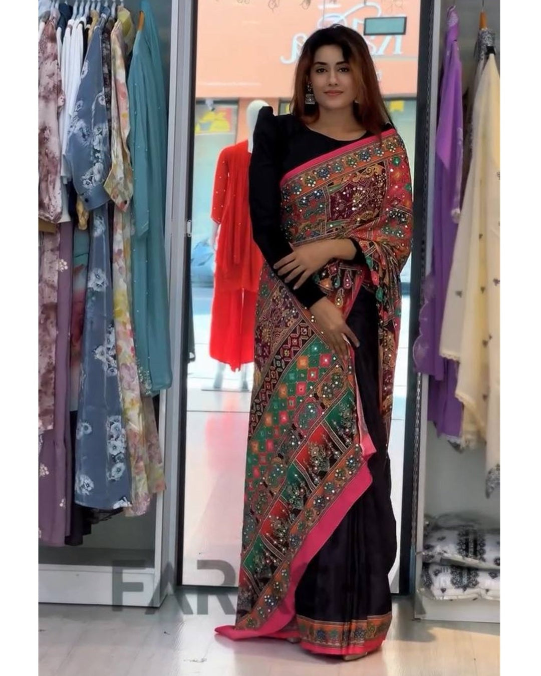 Elegant Zip Gown with Digital Print Dupatta