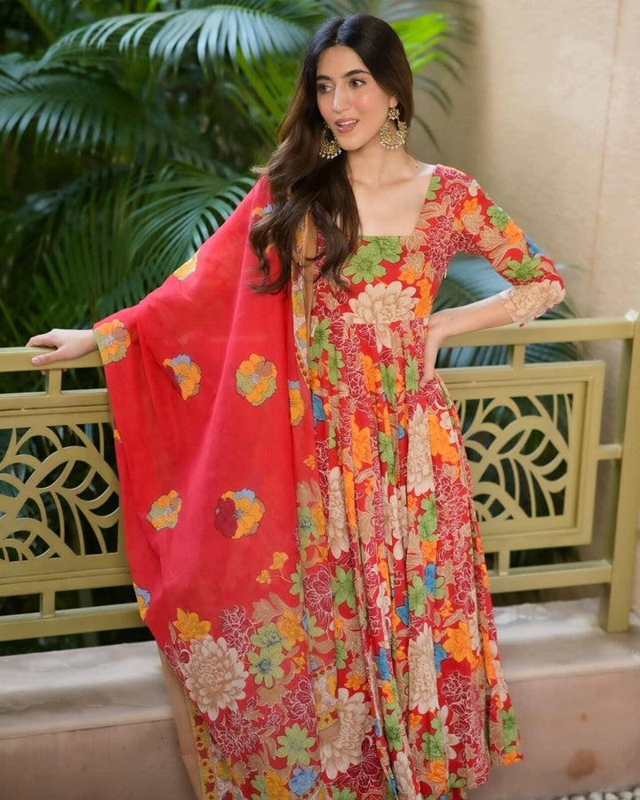 Floral Grace Muslin Suit Set