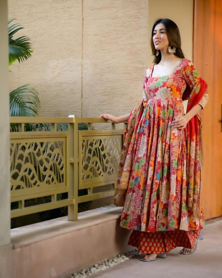 Floral Grace Muslin Suit Set