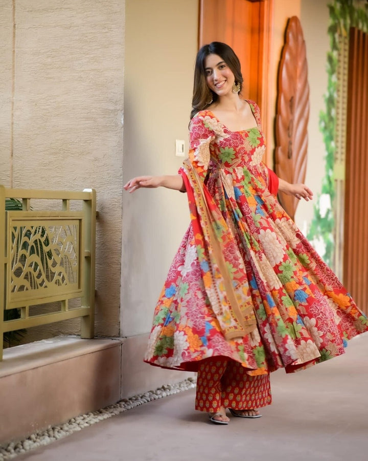 Floral Grace Muslin Suit Set