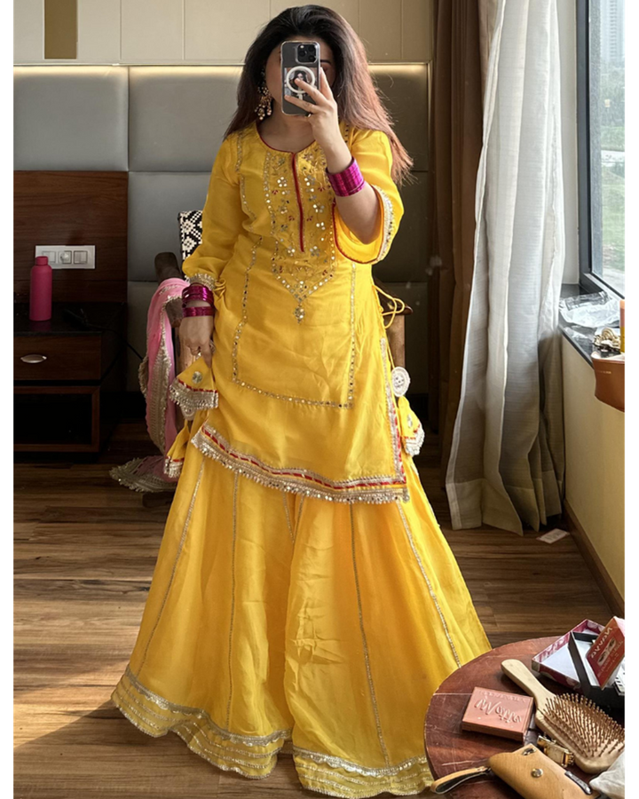 Neha Bhandari Sunshine Yellow Sharara Set