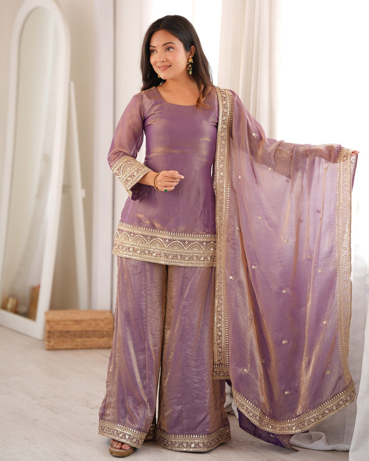 Pink Roman Silk Embroidered Farshi Salwar Suit for Women | Designer Festive Wear