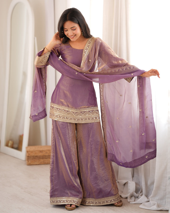Pink Roman Silk Embroidered Farshi Salwar Suit for Women | Designer Festive Wear