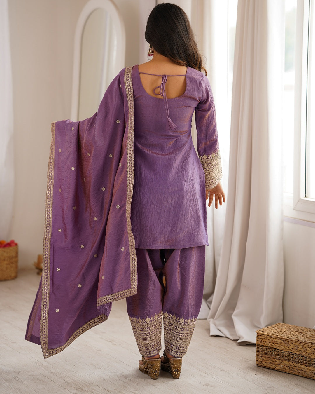 Onion Pink NC Vichitra Silk Farshi Salwar Suit with Dupatta | Designer Wedding & Festive Wear for Women