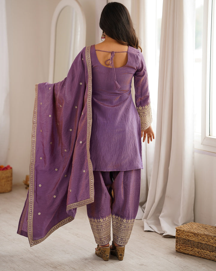 Onion Pink NC Vichitra Silk Farshi Salwar Suit with Dupatta | Designer Wedding & Festive Wear for Women