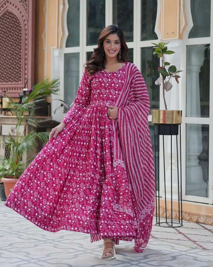 Pink Premium Readymade Kurti with Pant & Dupatta Set – Elegant & Comfortable!