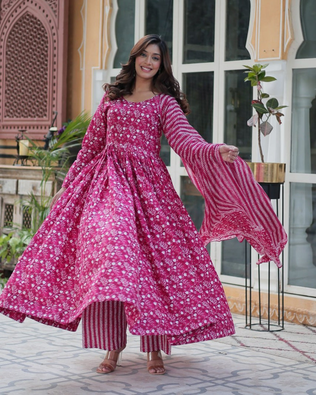 Pink Premium Readymade Kurti with Pant & Dupatta Set – Elegant & Comfortable!