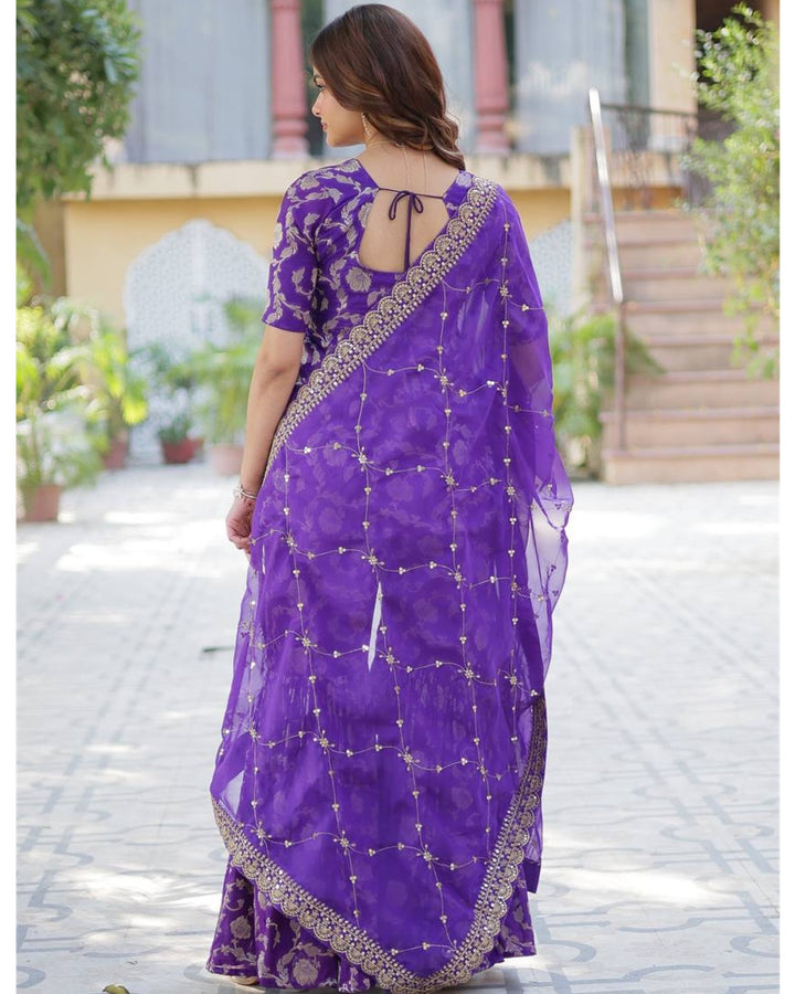 Purple Color Georgette Jacquard Gharara Suit