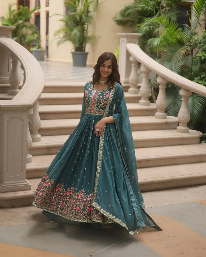 Designer Rama Color Three Piece Sharara Suit