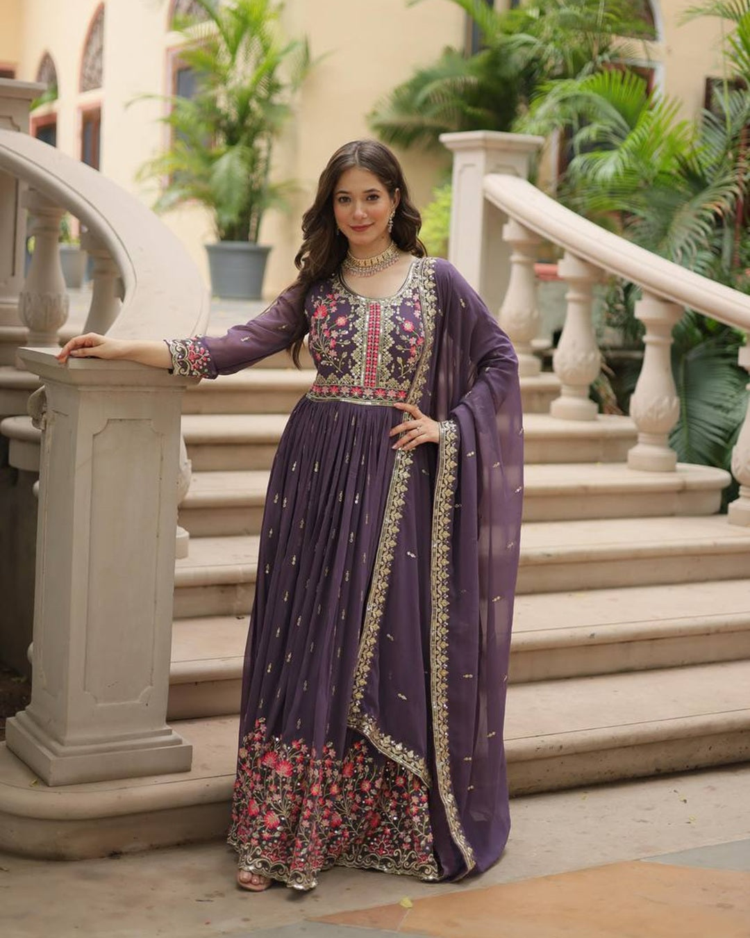 Designer Lavender Color Three Piece Sharara Suit
