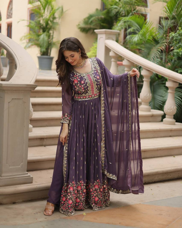 Designer Lavender Color Three Piece Sharara Suit