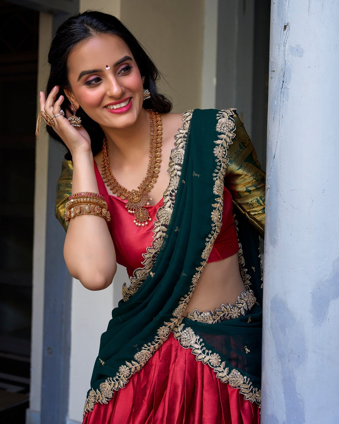 Red Color Narayan Pattu Silk Designer Lehenga Choli