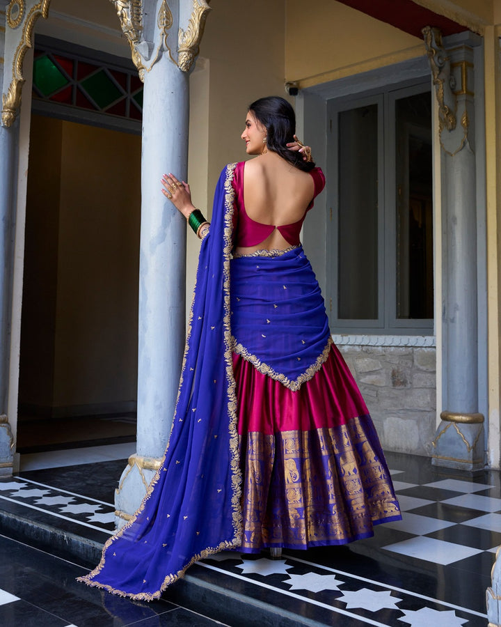 Pink Color Narayan Pattu Silk Designer Lehenga Choli