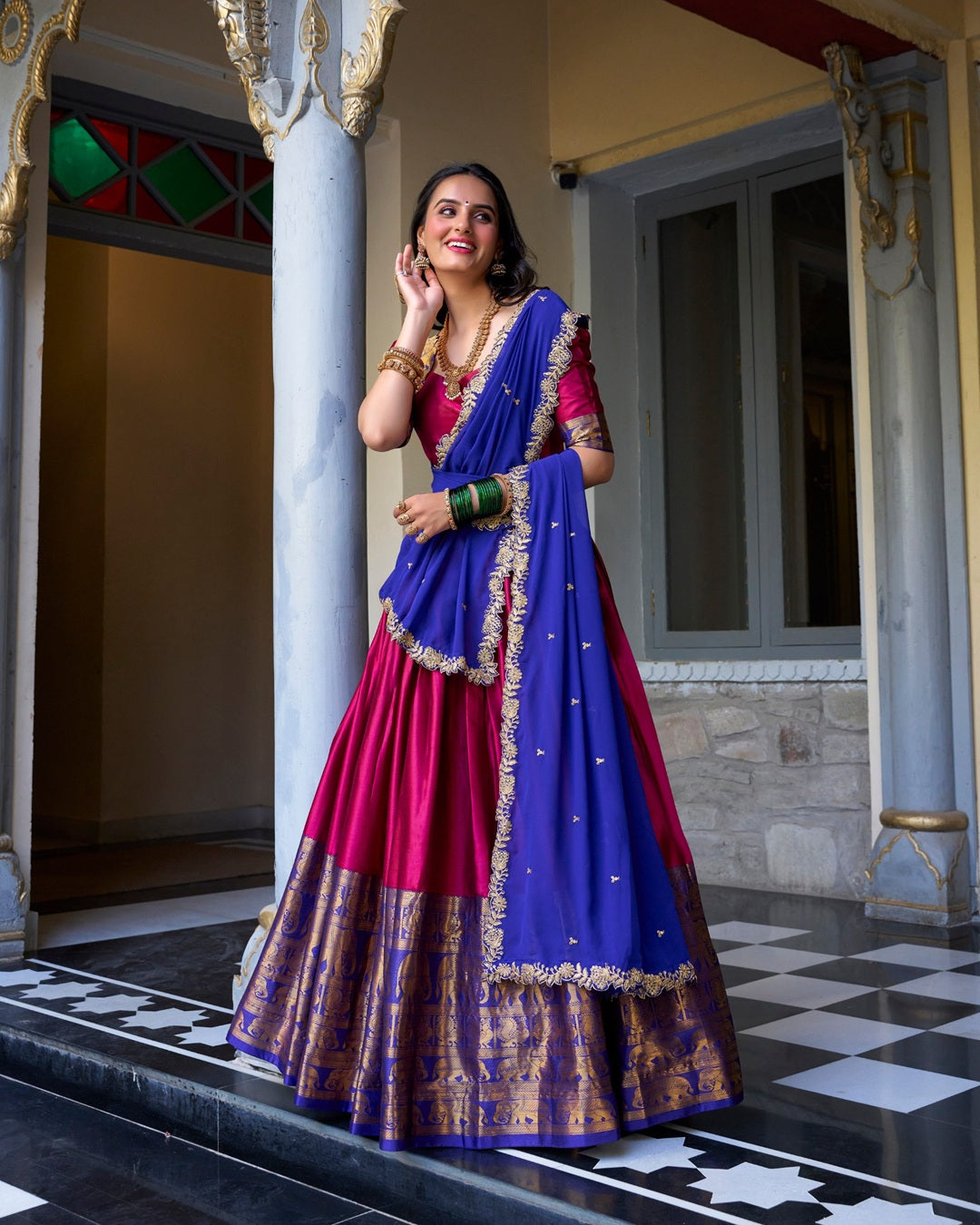 Pink Color Narayan Pattu Silk Designer Lehenga Choli