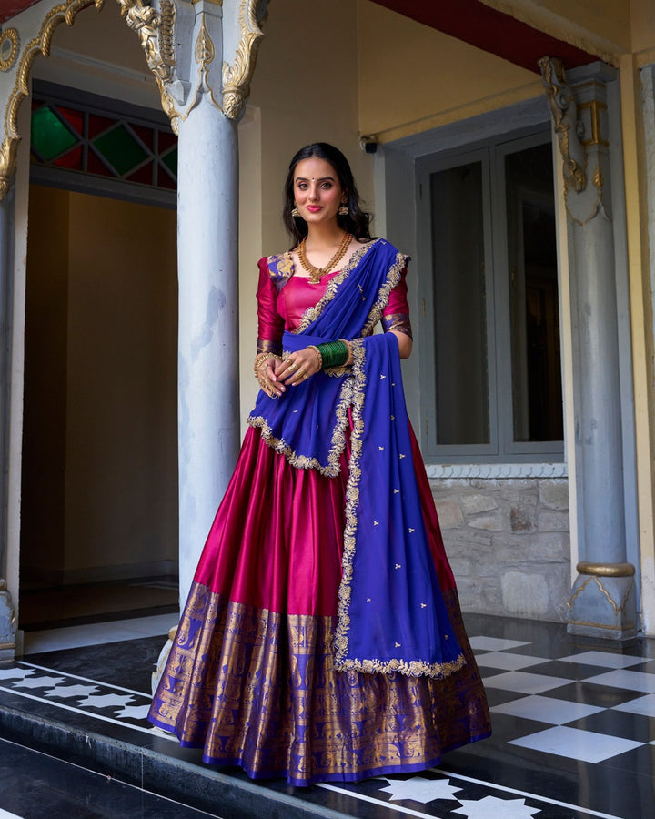 Pink Color Narayan Pattu Silk Designer Lehenga Choli