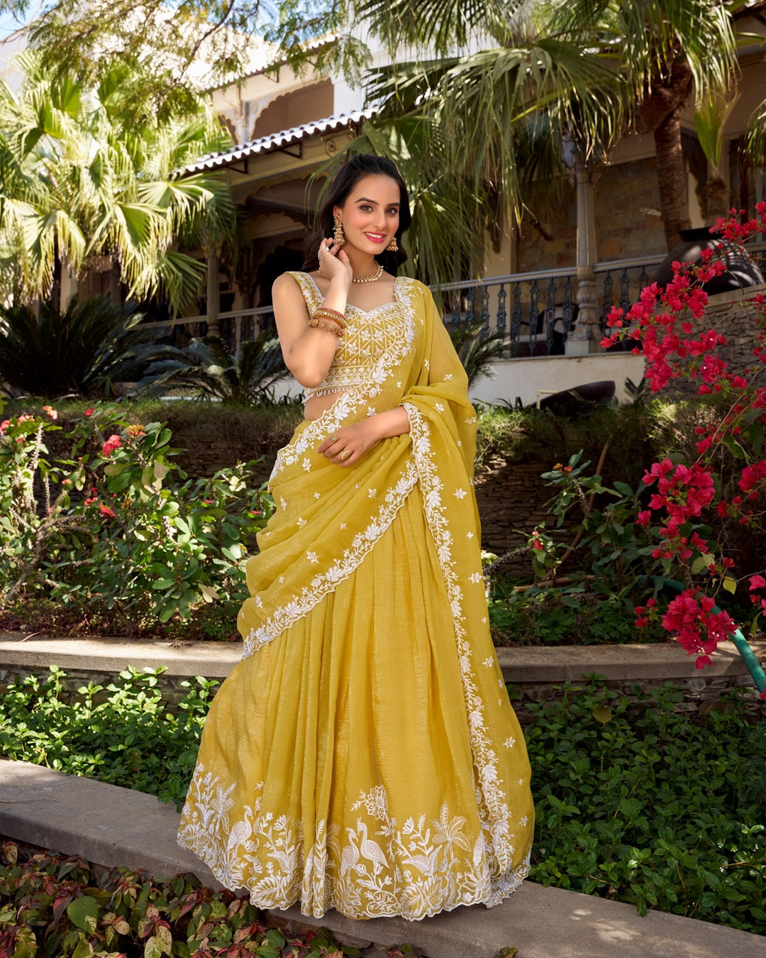 Yellow Color Gold Crush Lehenga Choli