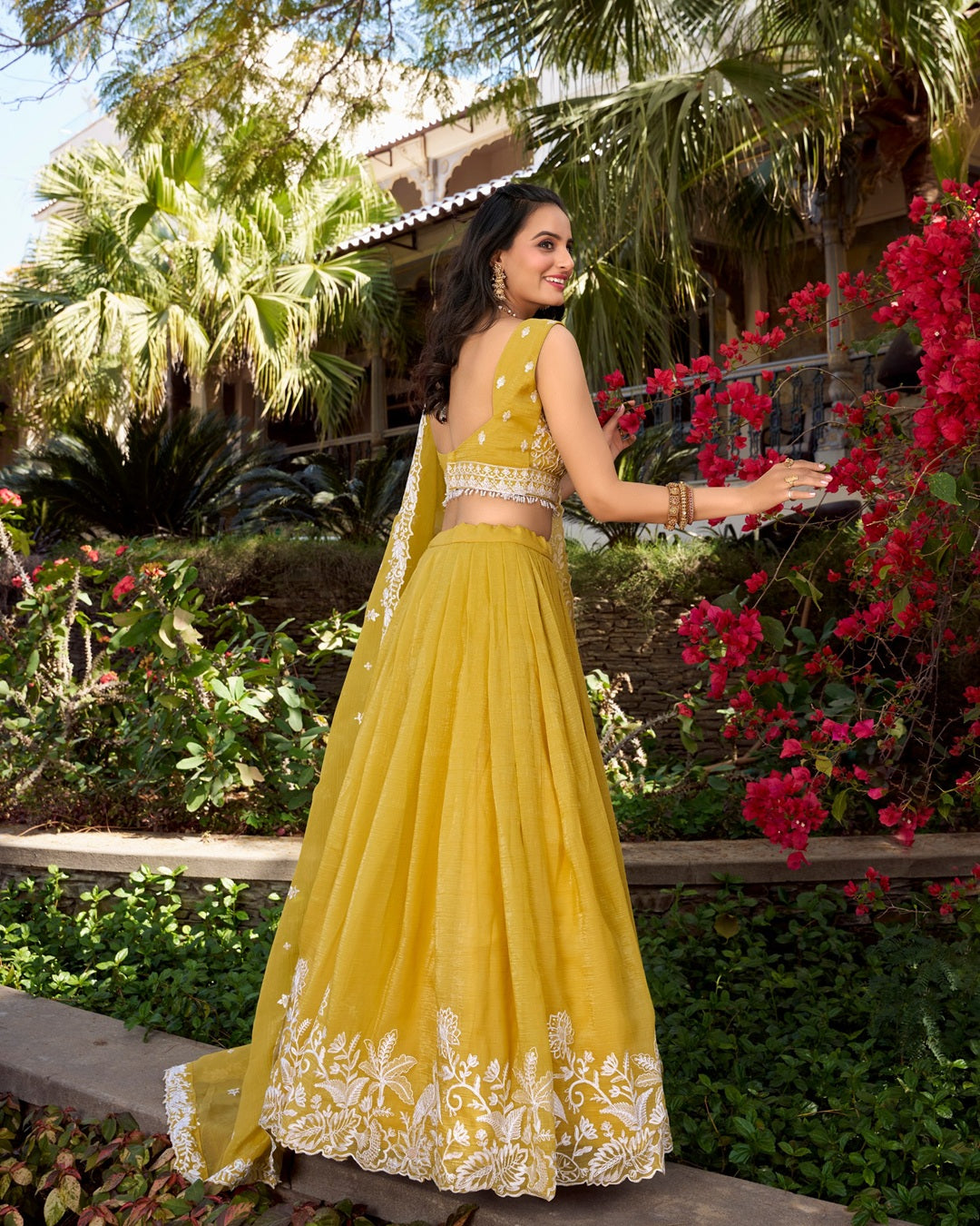 Yellow Color Gold Crush Lehenga Choli