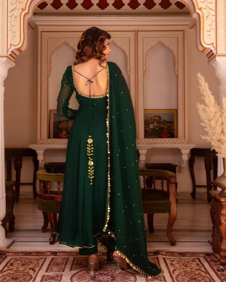 Emerald Green Georgette Anarkali Set